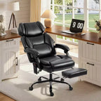 Chaise de bureau de massage vibrante HOMCOM à dossier haut, fauteuil d'ordinateur inclinable et chauffant avec repose-pieds, appui-tête réglable