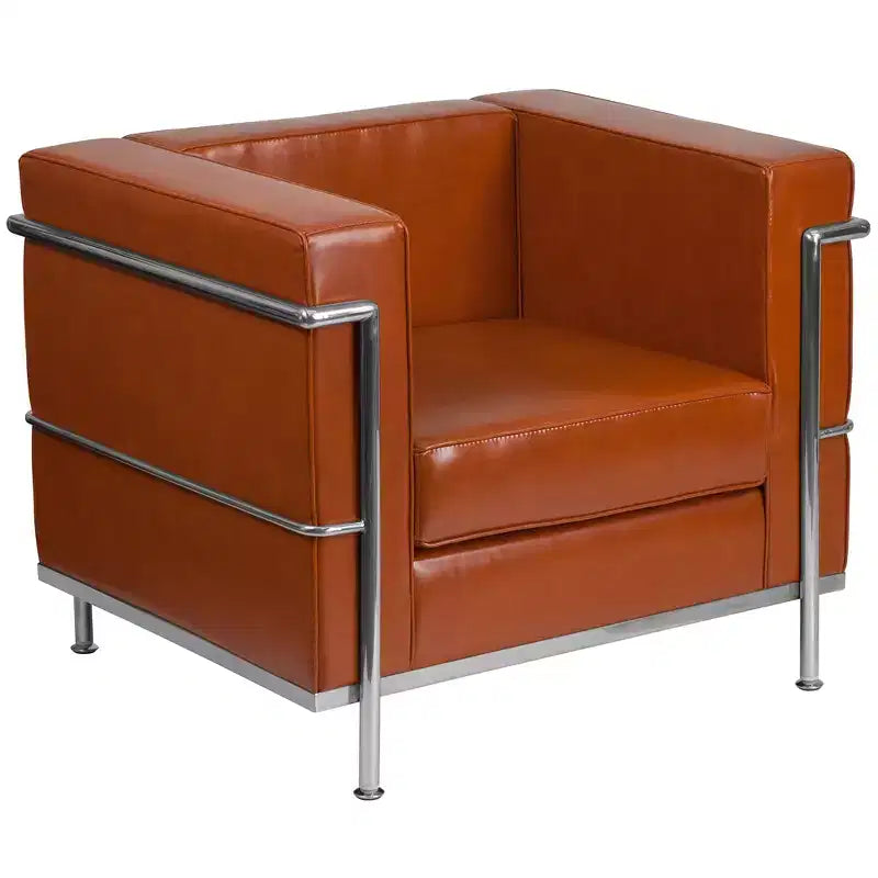 Fauteuil contemporain Emma et Oliver en similicuir avec double cadre enrobant
