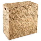 Panier à linge Casafield à 2 sections avec couvercle et sacs de doublure amovibles, trieur de linge tressé en jacinthe d'eau pour vêtements