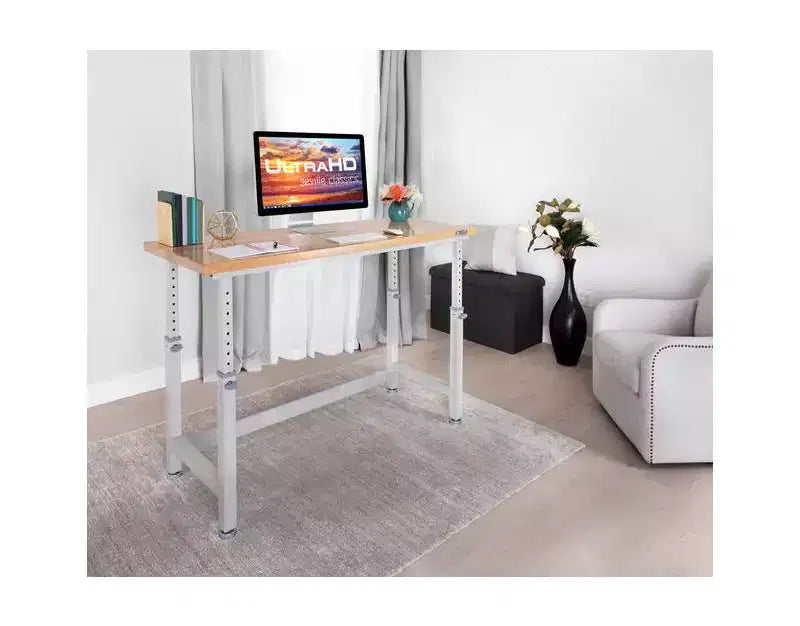 Établi robuste avec plateau en bois et hauteur réglable de 60 po