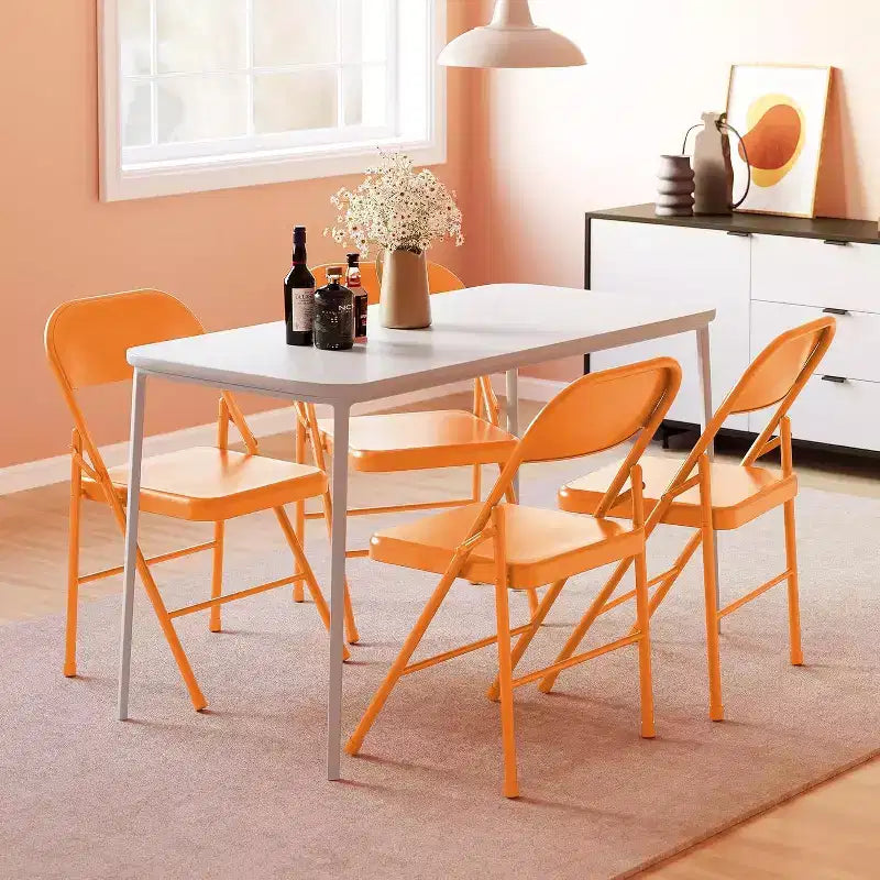 Lot de 8 chaises pliantes tout acier avec dossier, chaises pliantes en métal robustes, capacité de 159 kg, convient pour l'intérieur et l'extérieur