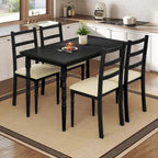 Ensemble de salle à manger de ferme Moasis avec 4 chaises, table à manger rectangulaire, style colonne romaine pour la cuisine