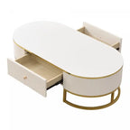 Table basse ovale en bois composite de 47,2 po avec tiroirs de rangement