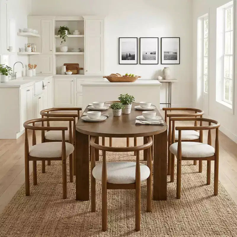 Ensemble de salle à manger ovale 7 pièces pour 6 personnes, grande table de cuisine 71 po avec 6 chaises rembourrées, noyer - Christopher Knight Home