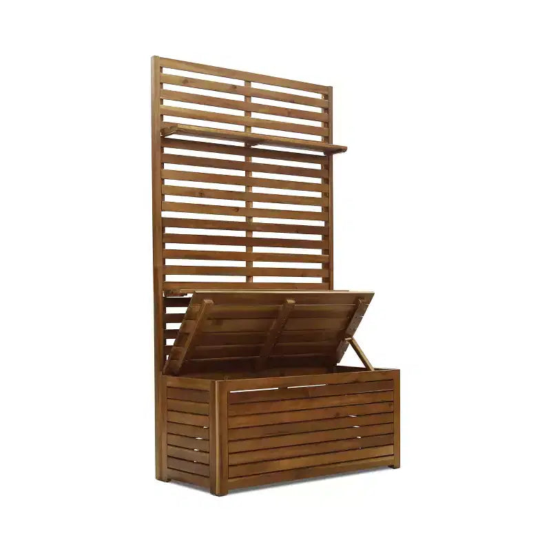 Christopher Knight Home Andrusia Banc de rangement d'extérieur rustique en bois d'acacia avec étagère, teck