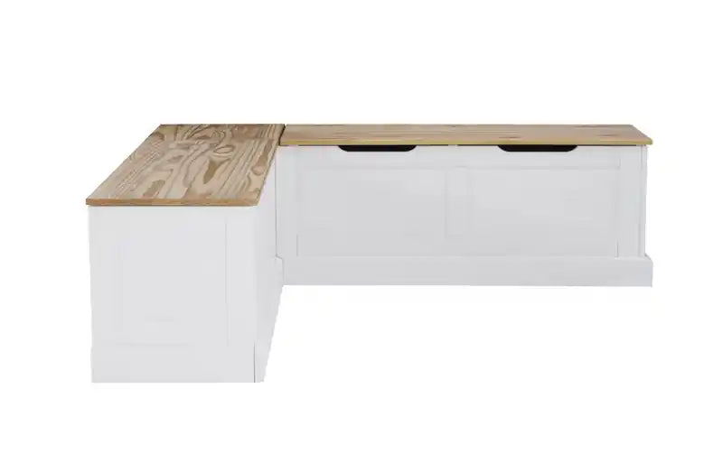 Banquette d'angle sans dossier - Naturel et blanc