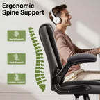 Chaise de Bureau de Direction en Cuir KERDOM, Chaise de Bureau Ergonomique avec Roulettes