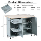 Îlot de cuisine avec plan de travail pliable, desserte de rangement de cuisine avec étagère coulissante, porte-serviettes et tiroir, roulettes.