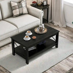 Table basse d'appoint en bois style rustique avec grande étagère de rangement