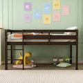 Lit mezzanine simple en bois massif Luxystar avec échelle et barrière de sécurité pour chambre d'enfant