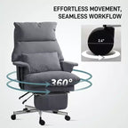 Fauteuil de bureau de direction avec soutien lombaire, repose-pieds, dossier haut inclinable, rembourré