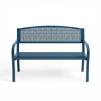 Banc d'extérieur en métal 2 places pour jardin, bancs en acier avec dossier géométrique pour terrasse, jardin et porche