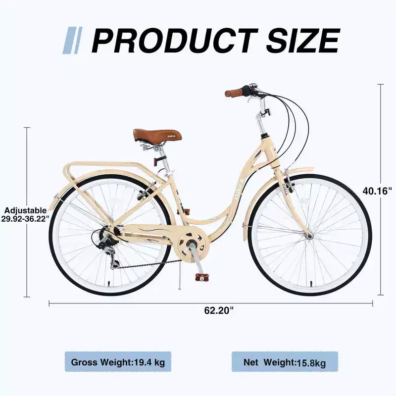 Vélo pour femme Zeus & Ruta de 24 pouces, 7 vitesses, cadre en acier
