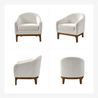 Fauteuil tonneau moderne Augus en bouclette avec pieds en bois massif par HULALA HOME