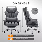 Fauteuil de bureau pour personnes fortes et grandes avec repose-pieds, fauteuil de jeu à dossier haut, fauteuil de bureau exécutif en cuir, fauteuil de bureau ergonomique avec support lombaire
