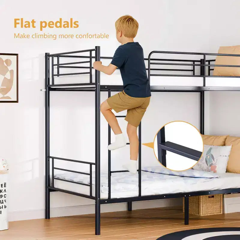 Lit Superposé Karl Home en Acier, Deux Places, avec Échelle, pour Chambre à Coucher, Dortoir, Enfants et Adultes