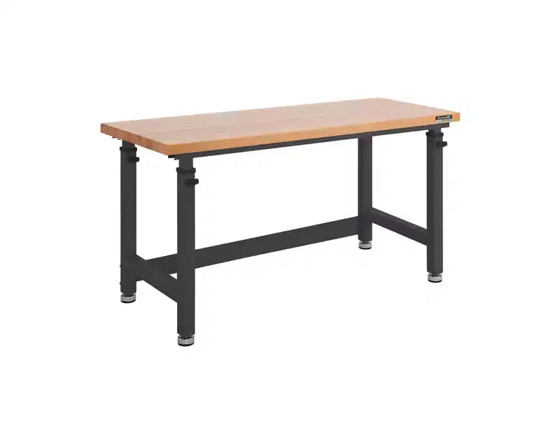 Établi robuste avec plateau en bois et hauteur réglable de 60 po