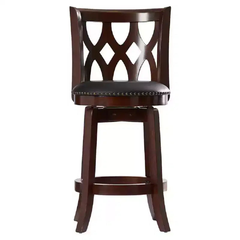 24" Swivel Counter Height Barstool Dark Cherry - Upholstered, Lacquered Hardwood Legs