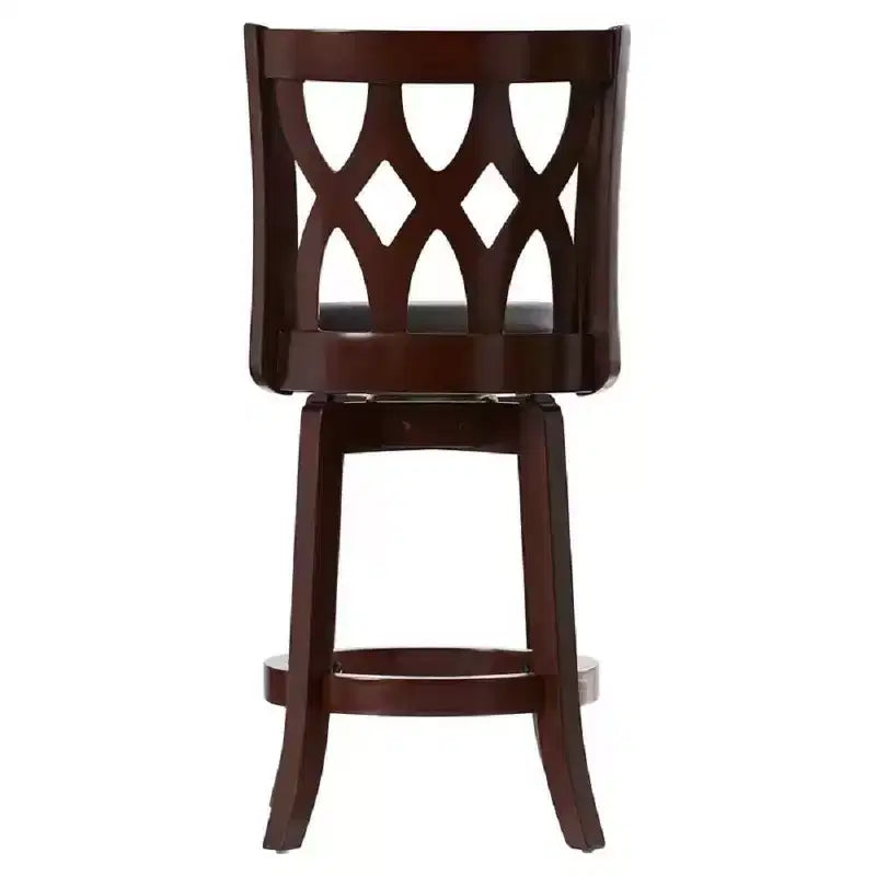 24" Swivel Counter Height Barstool Dark Cherry - Upholstered, Lacquered Hardwood Legs
