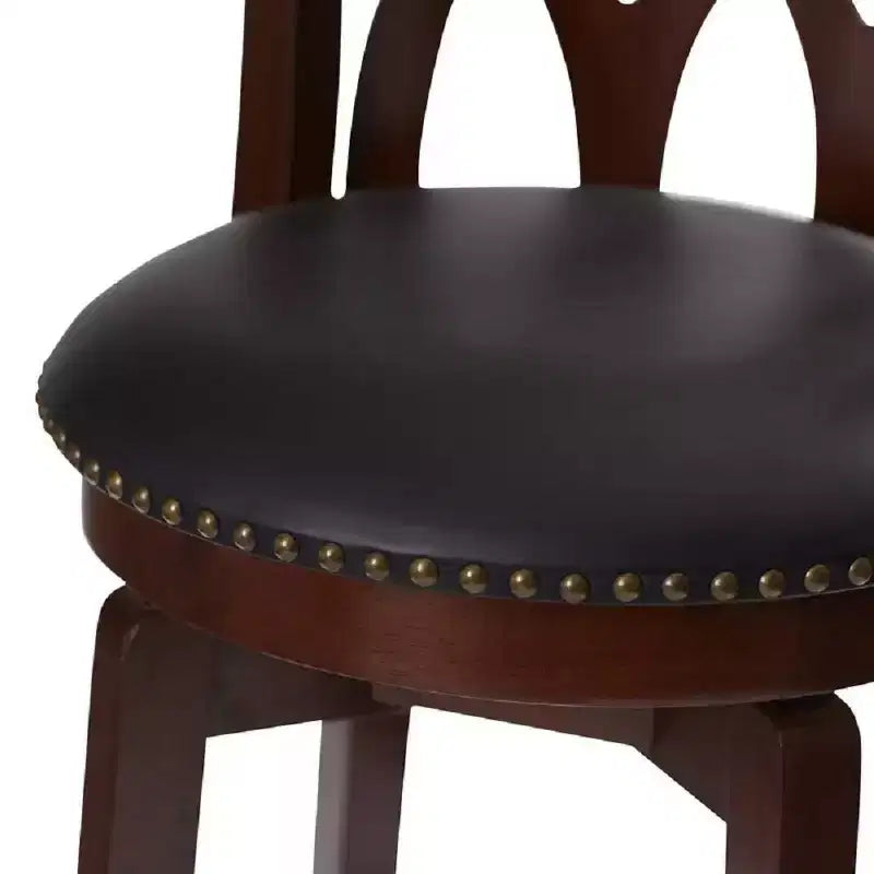 24" Swivel Counter Height Barstool Dark Cherry - Upholstered, Lacquered Hardwood Legs