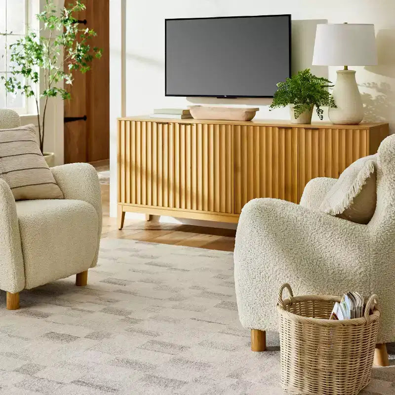 Scalloped TV Stand for TVs up to 70" Brown