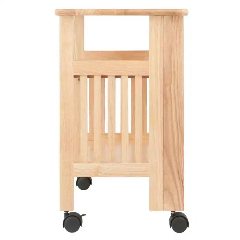 Foldable Printer Stand Natural with Shelves & Wheels