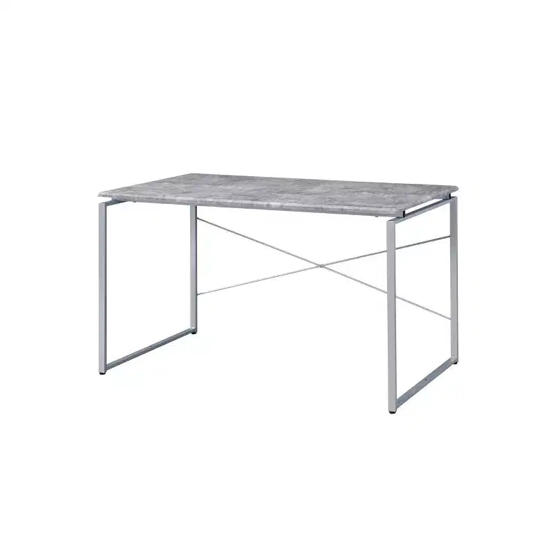 Jurgen Desk Faux Concrete - Acme Furniture: 47" Wide, Metal Frame, Veneer Surface, No Storage, Office Furniture
