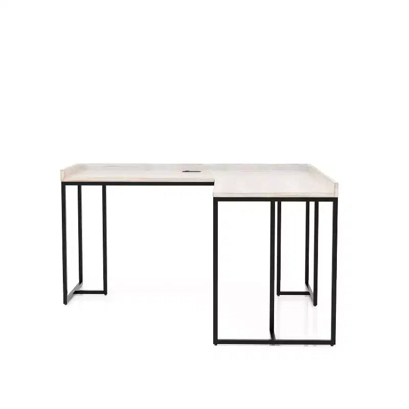 HOMES: Inside + Out Branar L Shape Computer Desk with USB Port White