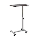 23.6" Airlift Overbed Adjustable Height Mobile Side Table Cart Walnut - Seville Classics: Hospital Bedside Laptop Stand
