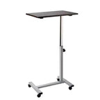 23.6" Airlift Overbed Adjustable Height Mobile Side Table Cart Walnut - Seville Classics: Hospital Bedside Laptop Stand
