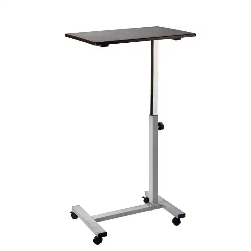 23.6" Airlift Overbed Adjustable Height Mobile Side Table Cart Walnut - Seville Classics: Hospital Bedside Laptop Stand