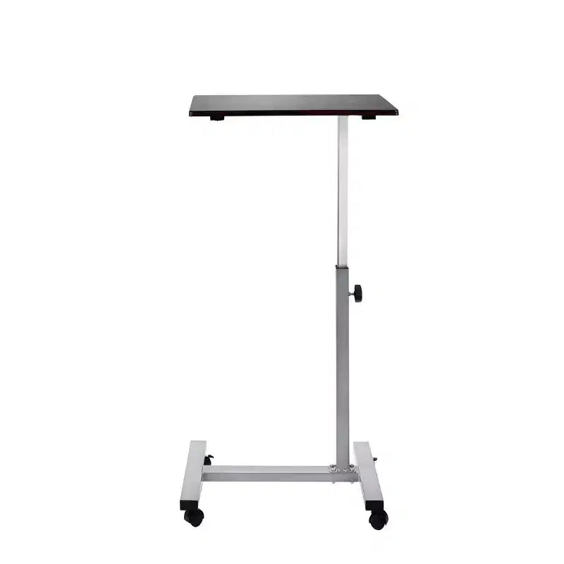 23.6" Overbed Adjustable Height Mobile Side Table Cart - Walnut