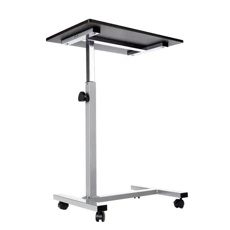 23.6" Overbed Adjustable Height Mobile Side Table Cart - Walnut