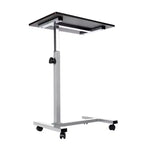 Table d'appoint mobile réglable en hauteur à roulettes pour lit, 23,6" - Noyer