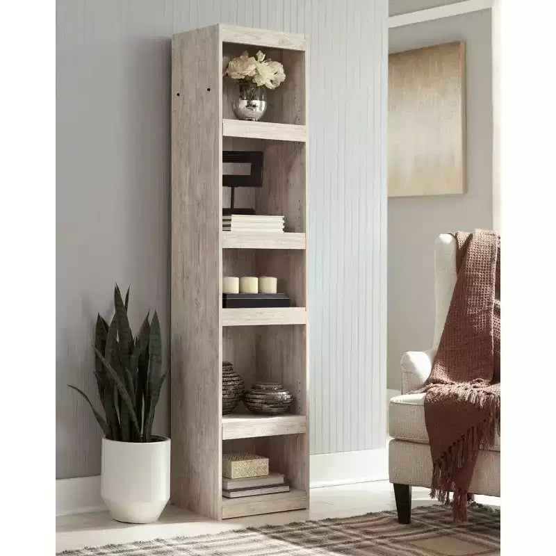Pier Bookshelf Whitewash - 4-Tier Ladder Style, Wood Composite, Metal Hardware