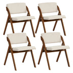Gymax Ensemble de 4 chaises de salle à manger Chaise de cuisine pliante avec pieds en bois d'hévéa