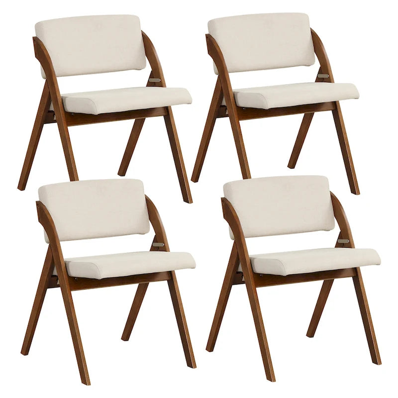 Gymax Ensemble de 4 chaises de salle à manger Chaise de cuisine pliante avec pieds en bois d'hévéa