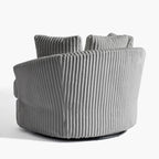 Lot de 2 fauteuils pivotants ronds surdimensionnés en velours côtelé moelleux de 43 po de large avec oreillers