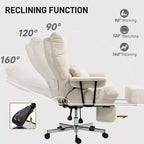 Fauteuil de bureau de direction avec soutien lombaire, repose-pieds, dossier haut inclinable, rembourré