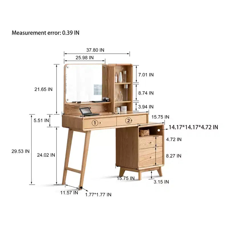 Commode GDFStudio Crichton en chêne massif moderne avec 4 tiroirs et étagères