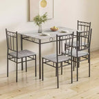 Ensemble de salle à manger rectangulaire Dyonery pour 4 personnes, table de cuisine 5 pièces et 4 chaises, ensemble de table de salle à manger, ensemble de table de cuisine compact pour petit espace