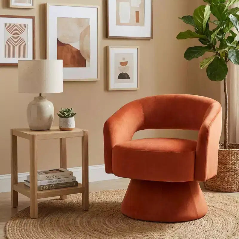 Fauteuil pivotant d'appoint de luxe moderne en velours GDFStudio Hudson