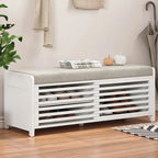 Banc de rangement en bois massif 43.30 avec stores contemporains à l'aspect vieilli