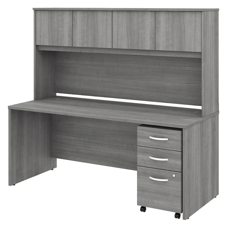 Bureau de 72 po avec huche et caisson mobile à 3 tiroirs