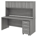 Bureau de 72 po avec huche et caisson mobile à 3 tiroirs