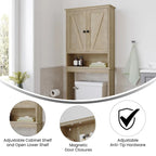 Armoire de salle de bain de style rustique à suspendre au-dessus des toilettes avec étagères et portes à fermeture magnétique