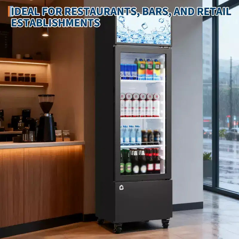 Réfrigérateur à boissons COZONY avec porte vitrée, glacière commerciale de 6,1 pi³ avec boîte lumineuse, sans givre pour bar, restaurant, magasin