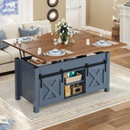 Table basse relevable 2 portes coulissantes style grange Table à manger avec rangement