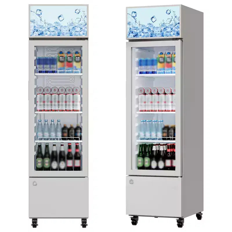 Réfrigérateur à boissons COZONY avec porte vitrée, glacière commerciale de 6,1 pi³ avec boîte lumineuse, sans givre pour bar, restaurant, magasin