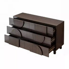 Commode géométrique moderne à 6 tiroirs, buffet de rangement large à demi-cercle pour chambre et salon